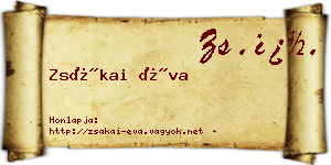 Zsákai Éva névjegykártya